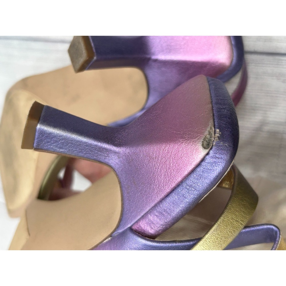 Franco Sarto Belana Womens Heels 10M Rainbow Metallic Ankle Strap Kitten Heel - Picture 10 of 13